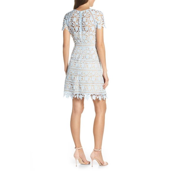 NEW Eliza J Open Lace Midi Dress in Light Blue - Picture 2 of 6